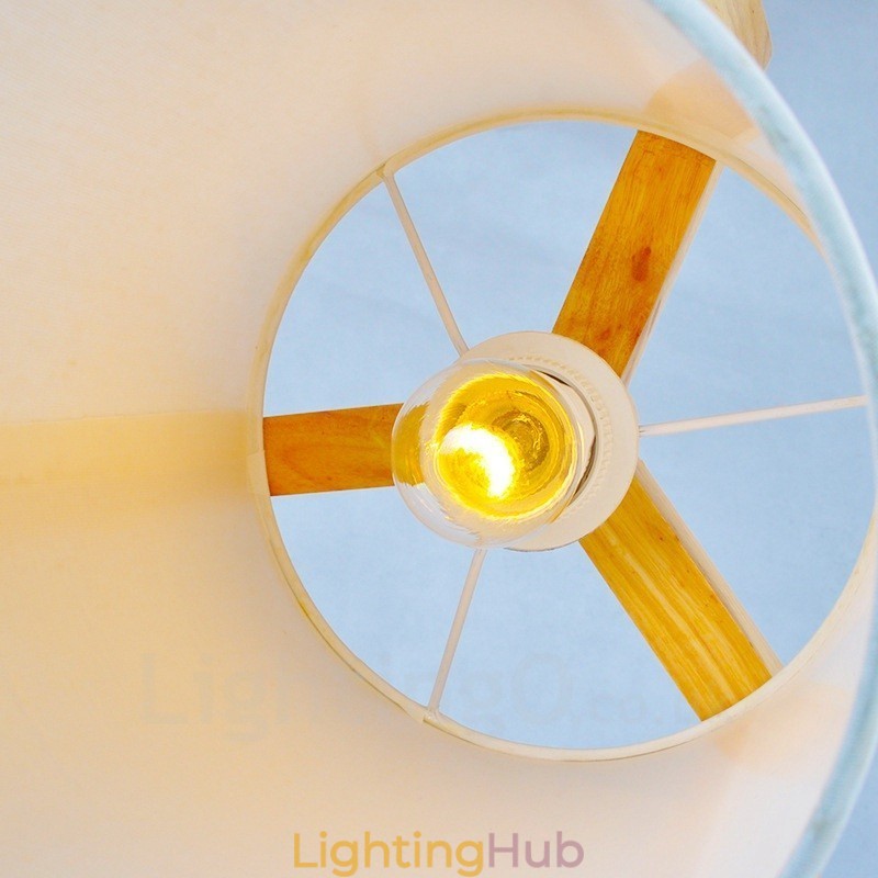 1 Light Wood Modern Contemporary Nordic style Pendant Light with Fabric Shade