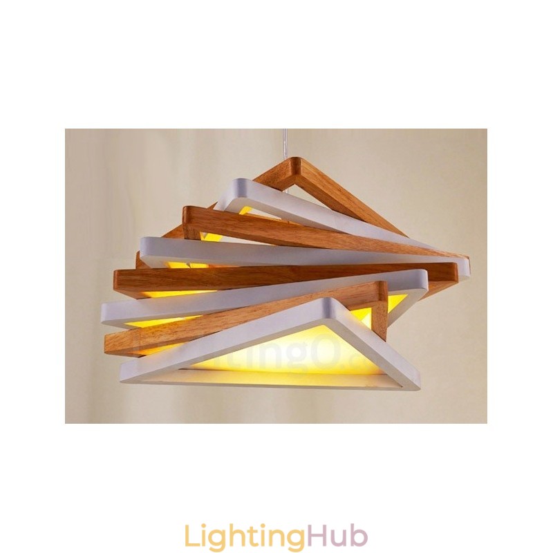 1 Light Wood Modern Contemporary Pendant Light with Wood Shade
