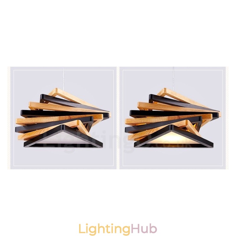 1 Light Wood Modern Contemporary Pendant Light with Wood Shade