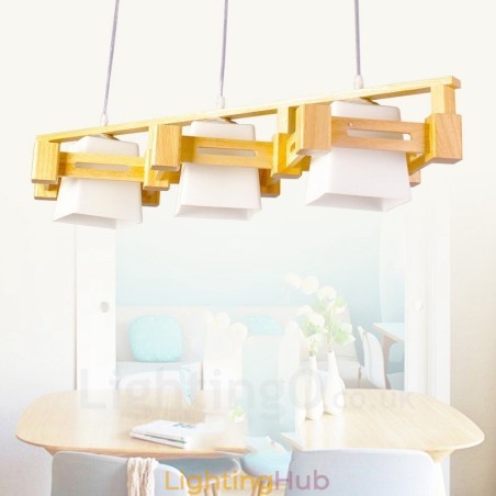 3 Light Wood Modern Contemporary Nordic style Pendant Light with Fabric Shade 3 Light Wood Modern Contemporary Nordic style Pendant Light with Fabric Shade