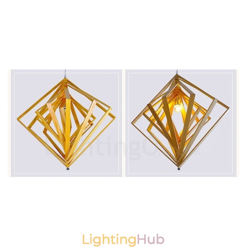1 Light Wood Modern Contemporary Nordic style Pendant Light with Wood Shade