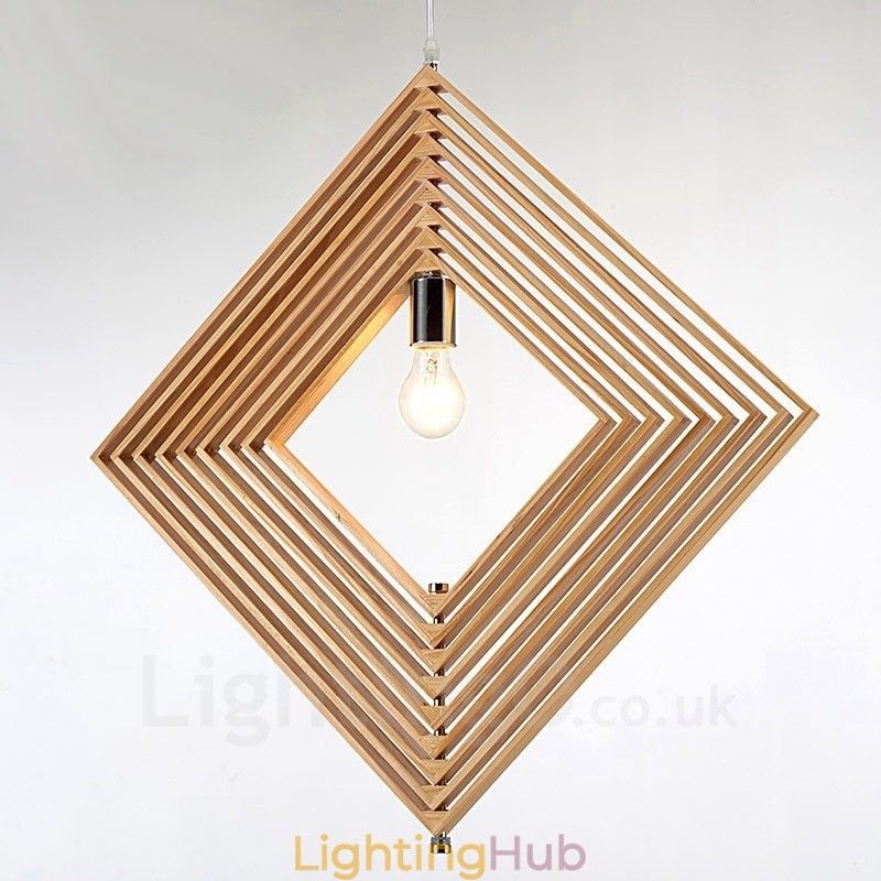 1 Light Wood Modern Contemporary Nordic style Pendant Light with Wood Shade