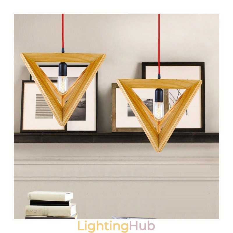 1 Light Wood Modern Contemporary Pendant Light with Wood Shade