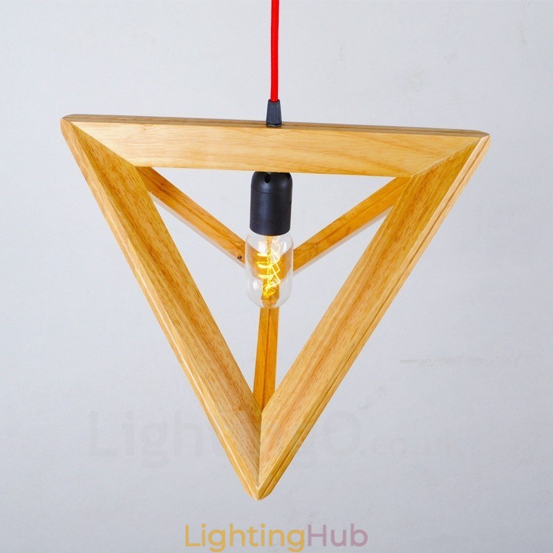 1 Light Wood Modern Contemporary Pendant Light with Wood Shade
