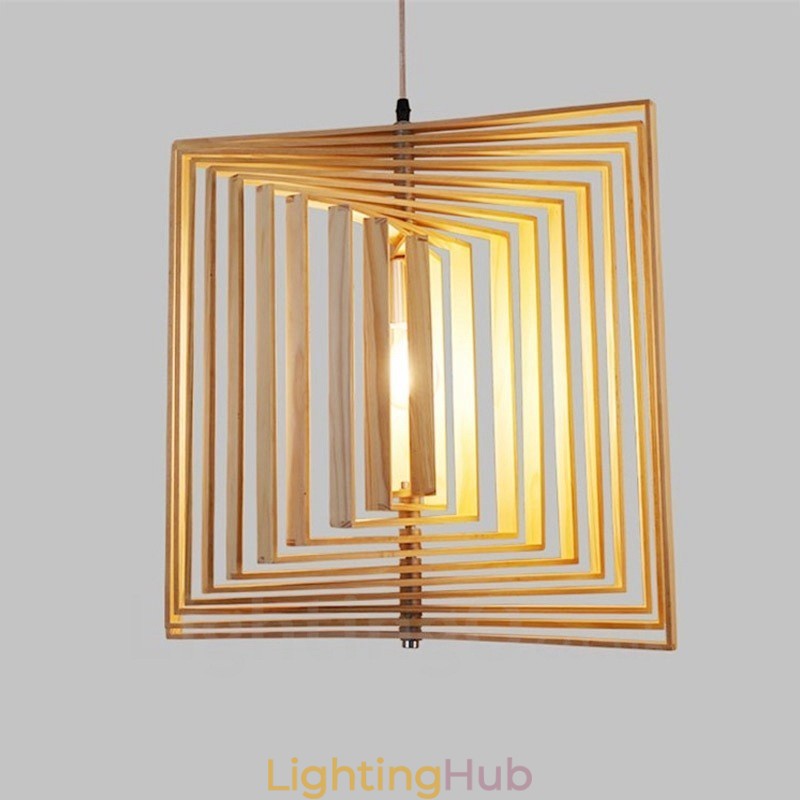 1 Light Wood Modern Contemporary Nordic style Pendant Light with Wood Shade