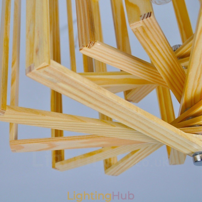 1 Light Wood Modern Contemporary Nordic style Pendant Light with Wood Shade