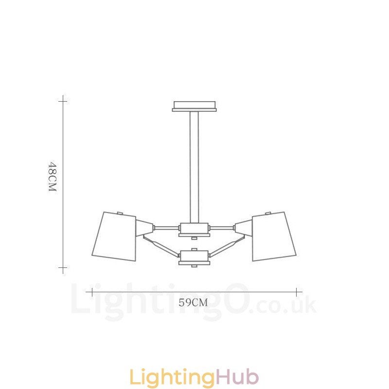 4 Light Wood Modern Contemporary Nordic style Pendant Light with Iron Shade