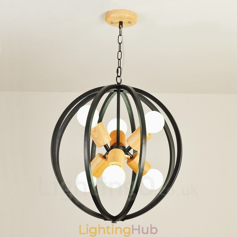 6 Light Iron Retro Vintage Pendant Light with Iron Shade