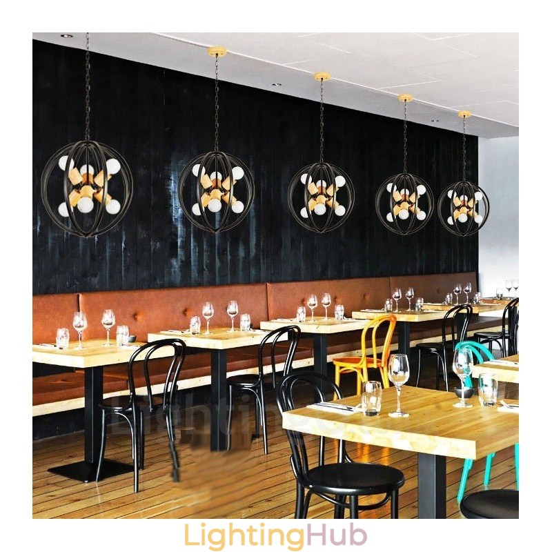 6 Light Iron Retro Vintage Pendant Light with Iron Shade