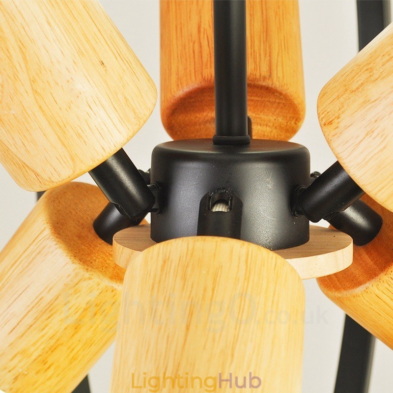 6 Light Iron Retro Vintage Pendant Light with Iron Shade