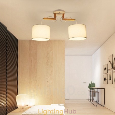 2 Light Wood Modern Contemporary Pendant Light with Fabric Shade 2 Light Wood Modern Contemporary Pendant Light with Fabric Shade