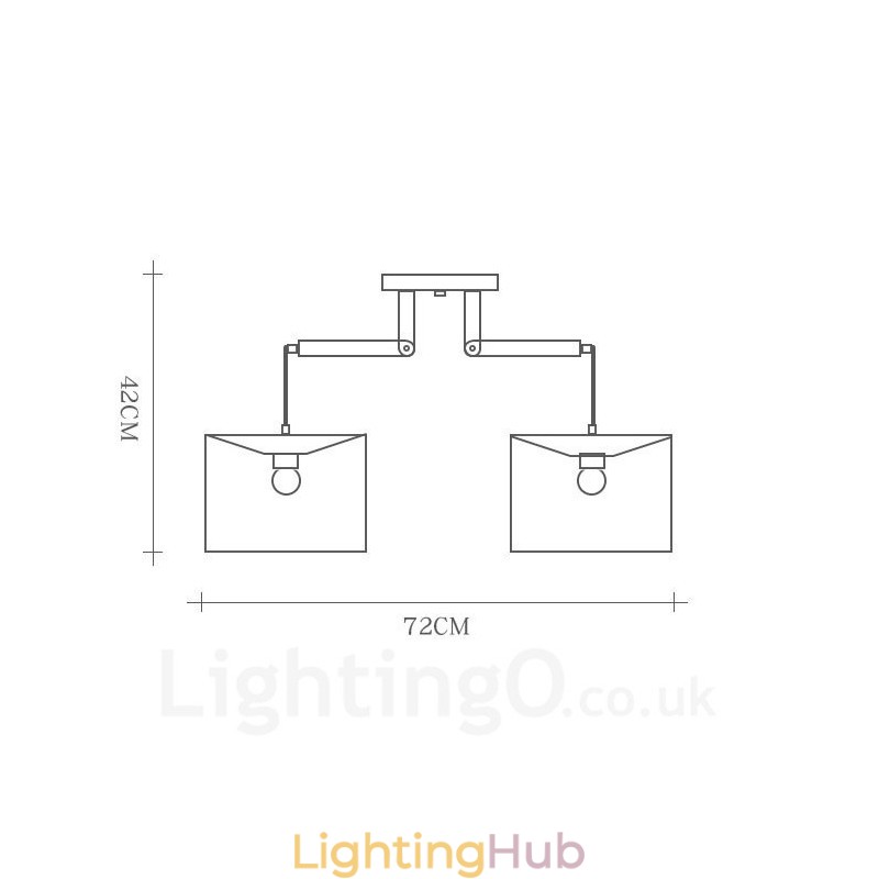 2 Light Wood Modern Contemporary Pendant Light with Fabric Shade