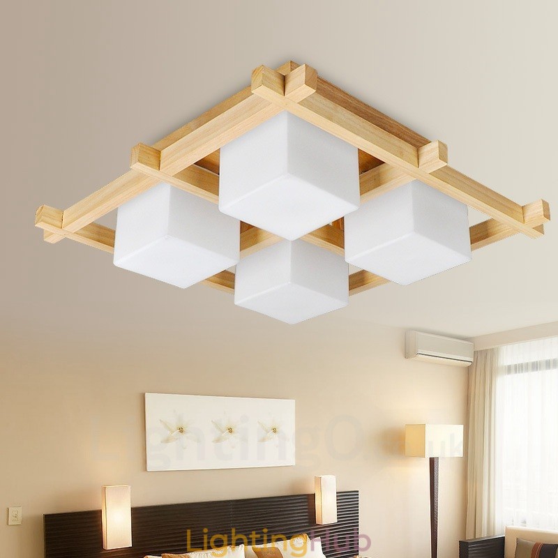4 Light Modern Contemporary Nordic style Flush Mount Ceiling Lights with Glass Shade