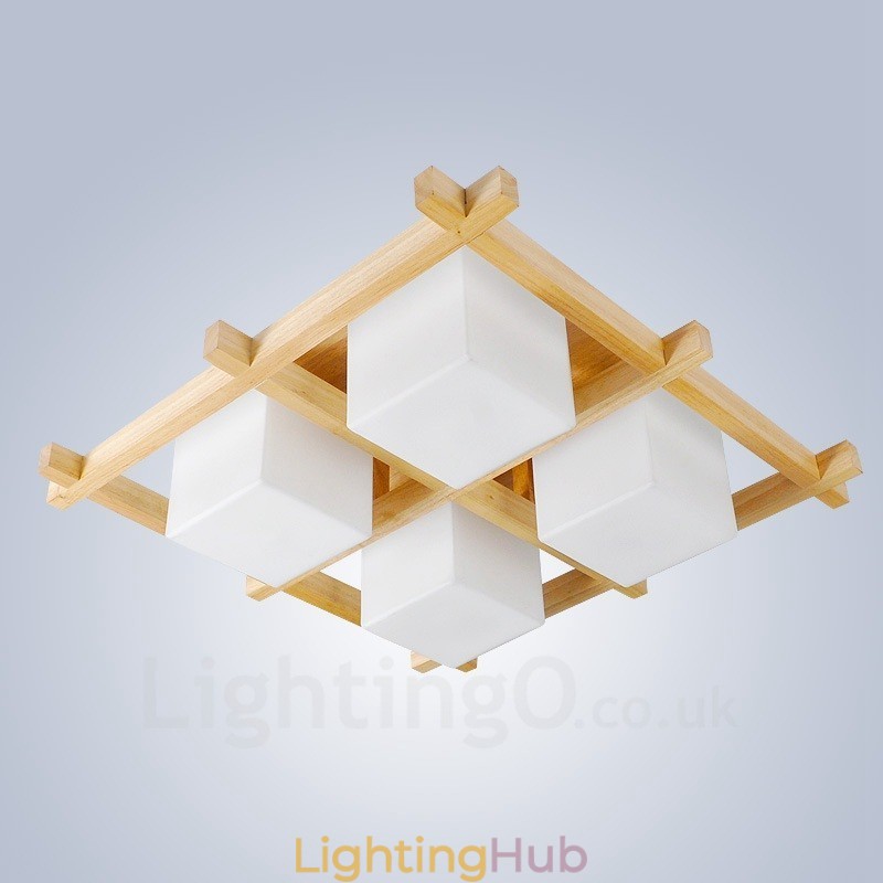 4 Light Modern Contemporary Nordic style Flush Mount Ceiling Lights with Glass Shade
