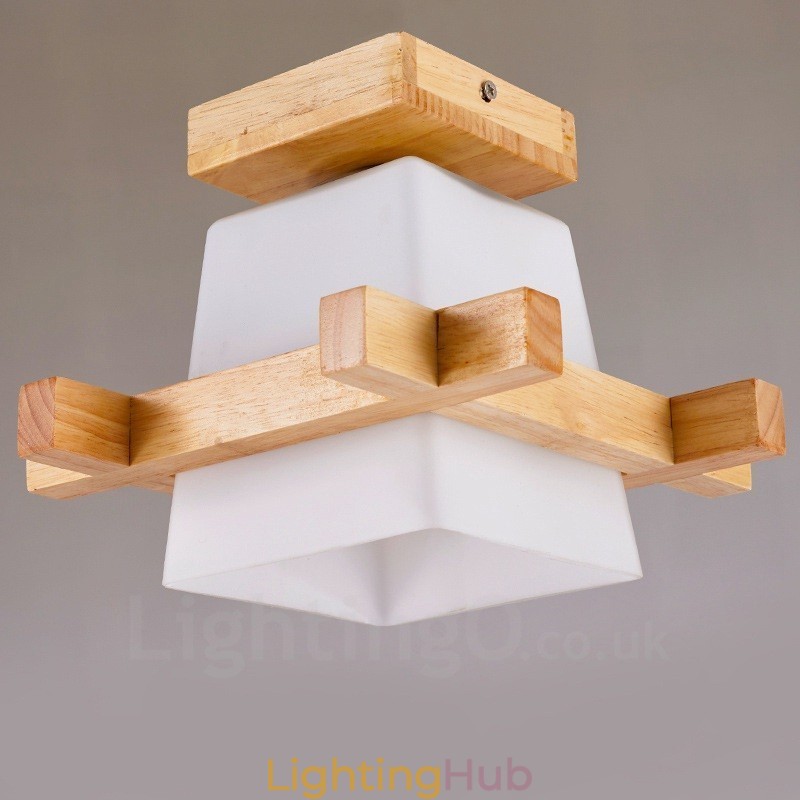 1 Light Modern Contemporary Nordic style Flush Mount Ceiling Lights with Glass Shade