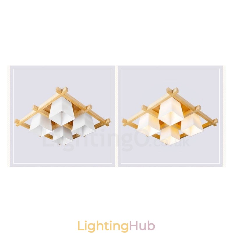 4 Light Modern Contemporary Flush Mount Ceiling Lights with Glass Shade