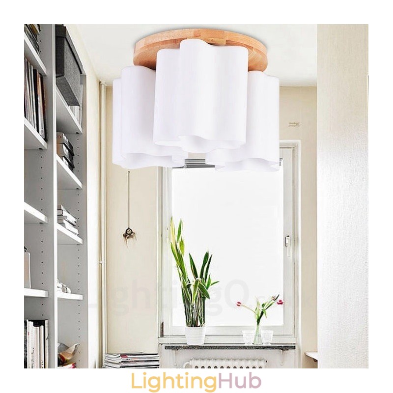 3 Light Modern Contemporary Flush Mount Ceiling Lights with Glass Shade