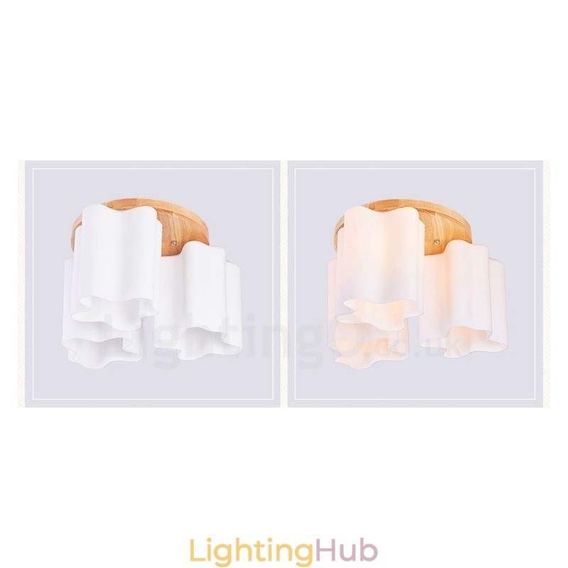 3 Light Modern Contemporary Flush Mount Ceiling Lights with Glass Shade