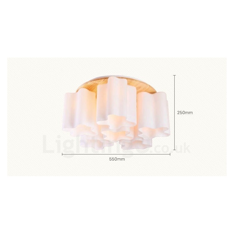 6 Light Modern Contemporary Flush Mount Ceiling Lights with Glass Shade
