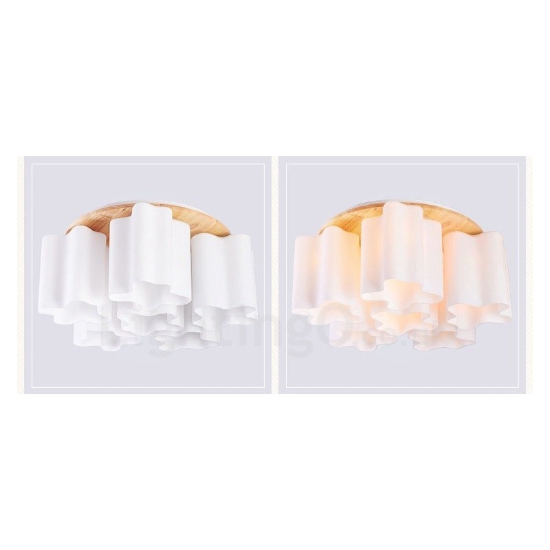6 Light Modern Contemporary Flush Mount Ceiling Lights with Glass Shade