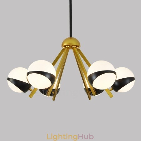 6 Light Modern Contemporary Nordic style Ceiling Lights Chandelier with Black and White Ball Glass Shade 6 Light Modern Contemporary Nordic style Ceiling Lights Chandelier with Black and White Ball Glass Shade