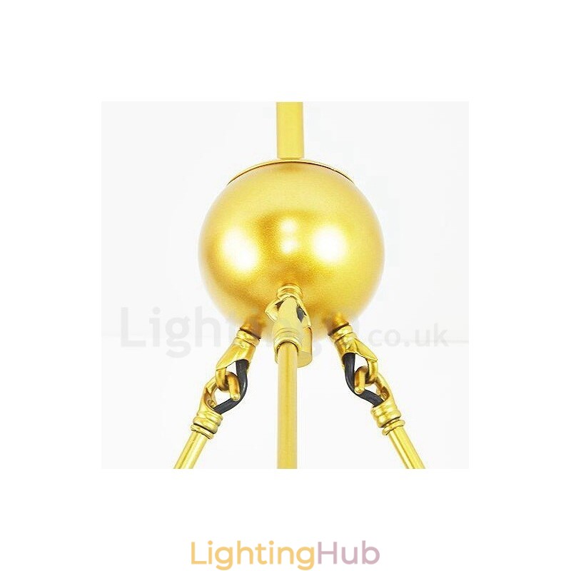 9 Light Modern Contemporary Nordic style Ceiling Lights Copper Plating Chandelier with Gold and White Ball Glass Shade