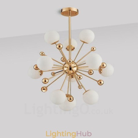 11 Light Modern Contemporary Ceiling Lights Copper Plating Chandelier with White Ball Glass Shade 11 Light Modern Contemporary Ceiling Lights Copper Plating Chandelier with White Ball Glass Shade