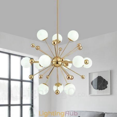 12 Light Modern Contemporary Ceiling Lights Copper Plating Chandelier with White Ball Glass Shade 12 Light Modern Contemporary Ceiling Lights Copper Plating Chandelier with White Ball Glass Shade