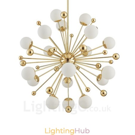 18 Light Modern Contemporary Ceiling Lights Copper Plating Chandelier with White Ball Glass Shade 18 Light Modern Contemporary Ceiling Lights Copper Plating Chandelier with White Ball Glass Shade