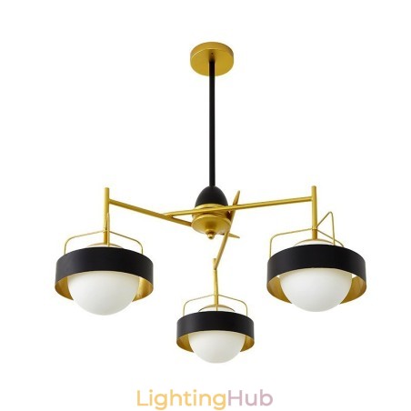 3 Light Modern Contemporary Ceiling Lights Copper Plating Chandelier with White & Black Ball Glass Shade 3 Light Modern Contemporary Ceiling Lights Copper Plating Chandelier with White & Black Ball Glass Shade