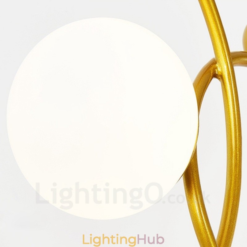 3 Light Modern Contemporary Ceiling Lights Copper Plating Chandelier with White Ball Glass Shade