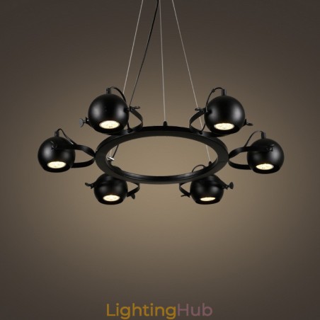 6 Light Retro Vintage Black Iron Pendant Light with Black Iron Ball Shades 6 Light Retro Vintage Black Iron Pendant Light with Black Iron Ball Shades
