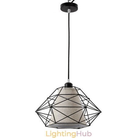 1 Light Retro Vintage Black Iron Pendant Light with Fabric Shades 1 Light Retro Vintage Black Iron Pendant Light with Fabric Shades