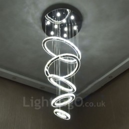Dimmable Wi Fi Smart Three Light Source Colours 5 Rings Modern Crystal Ceiling Pendant Light Indoor Chandelier