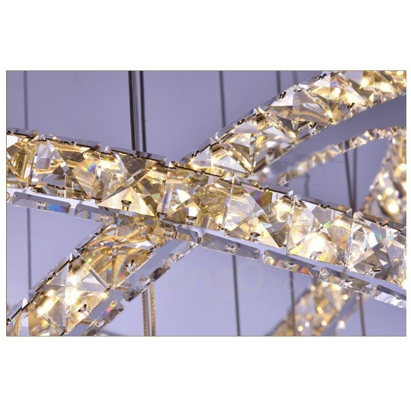Dimmable Wi Fi Smart Three Light Source Colours 5 Rings Modern Crystal Ceiling Pendant Light Indoor Chandelier