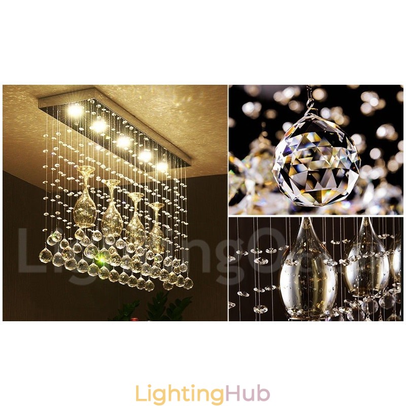 5 Lights Modern Crystal Ceiling Pendant Light Indoor Chandelier Lighting Lamps Fixture
