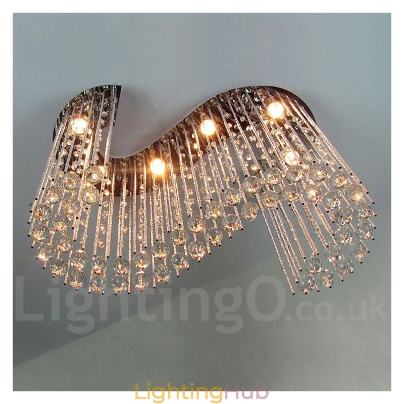 6 Lights Modern Crystal Ceiling Pendant Light Indoor Chandelier Lighting Lamps Fixtures