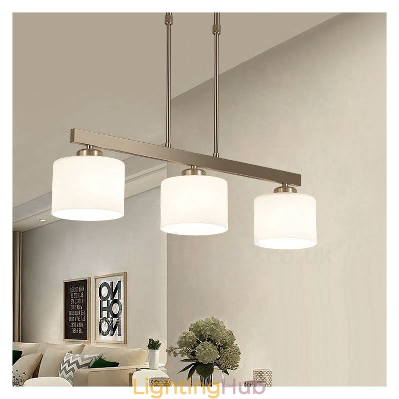 3 Lights Modern Chrome Pendant Light Indoor Chandelier Home Hanging Lighting Lamps Fixtures with Glass Shades