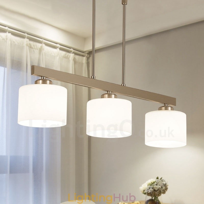 3 Lights Modern Chrome Pendant Light Indoor Chandelier Home Hanging Lighting Lamps Fixtures with Glass Shades