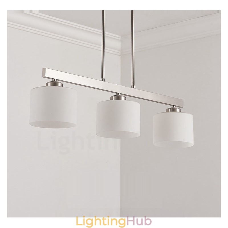 3 Lights Modern Chrome Pendant Light Indoor Chandelier Home Hanging Lighting Lamps Fixtures with Glass Shades