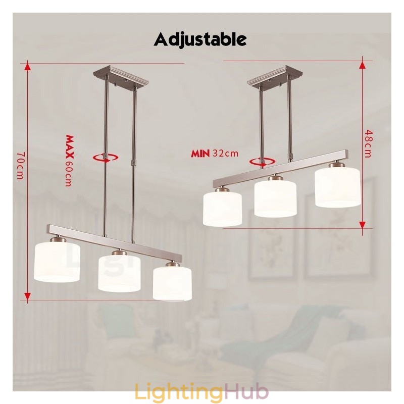 3 Lights Modern Chrome Pendant Light Indoor Chandelier Home Hanging Lighting Lamps Fixtures with Glass Shades
