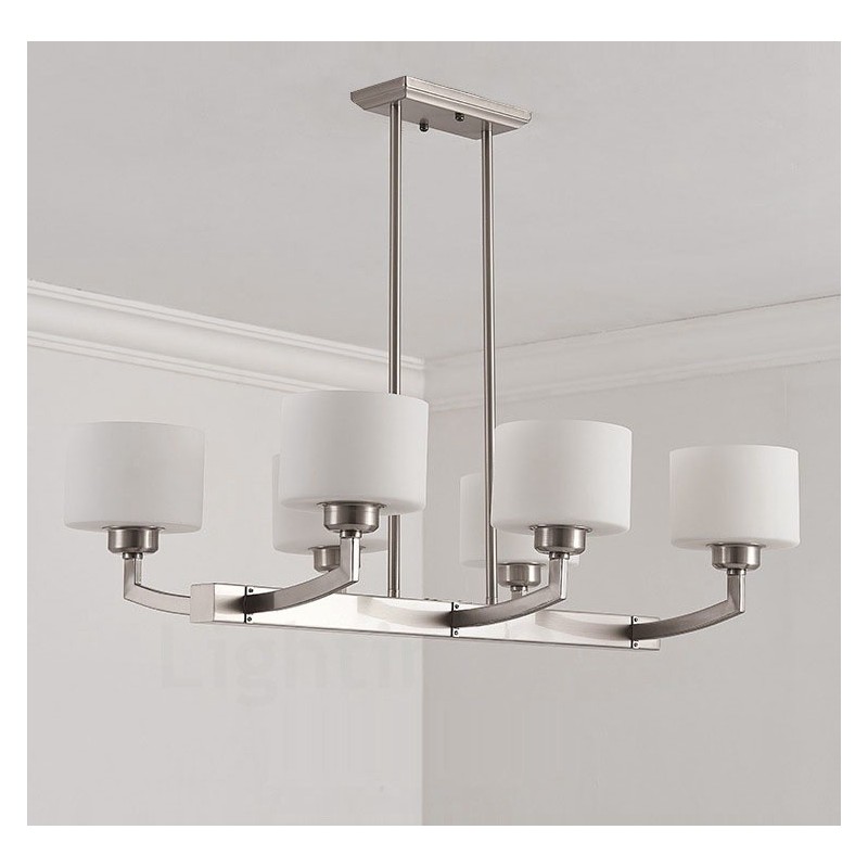 6 Lights Modern Chrome Pendant Light Indoor Chandelier Home Hanging Lighting Lamps Fixtures with Glass Shades