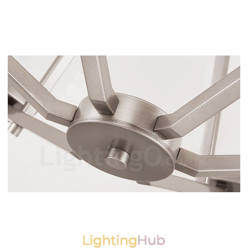 6 Lights Chrome Pendant Light Indoor Modern Chandelier Home Hanging Lighting Lamps Fixtures with Glass Shades