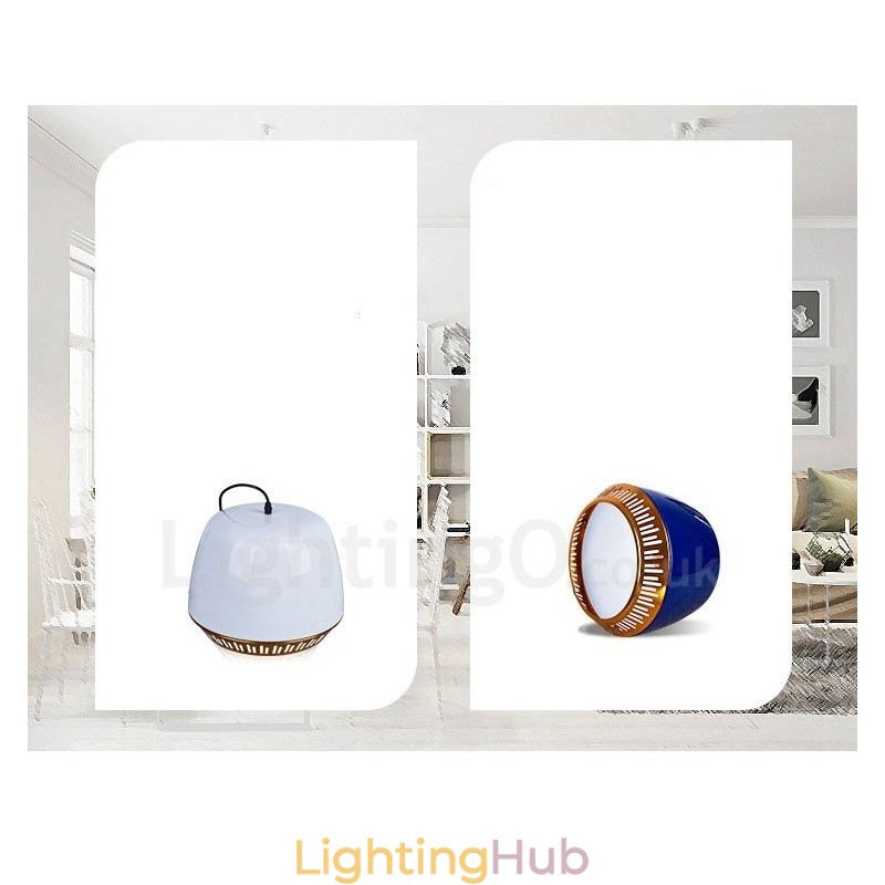 1 Light Modern Contemporary Pendant Light with Black White Red Blue Shade