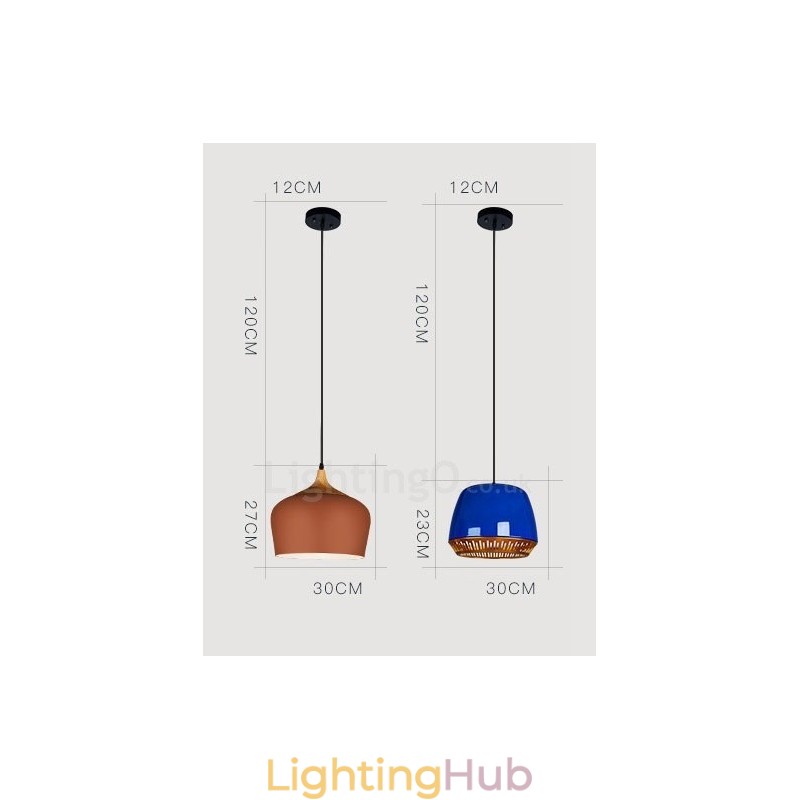 1 Light Modern Contemporary Pendant Light with Black White Red Blue Shade