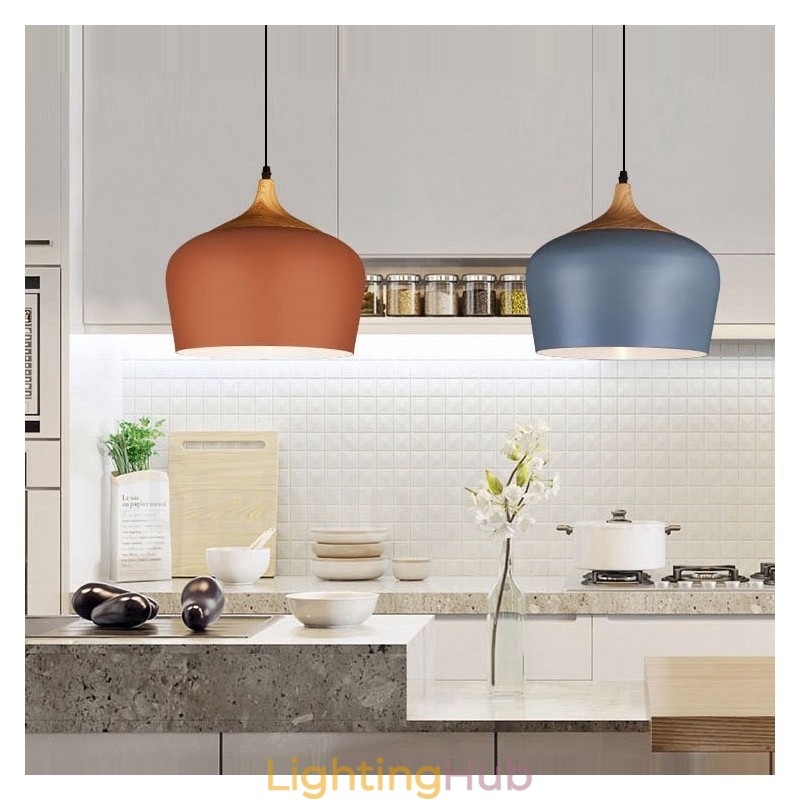 1 Light Modern Contemporary Pendant Light Pendant Lamp with White Red Blue Shade
