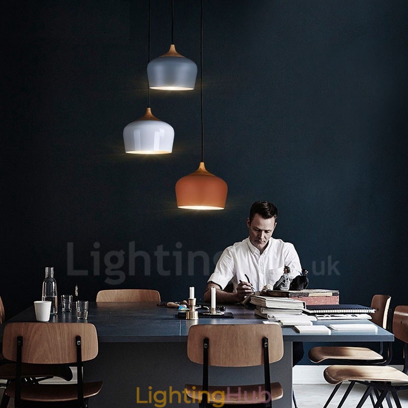 1 Light Modern Contemporary Pendant Light Pendant Lamp with White Red Blue Shade
