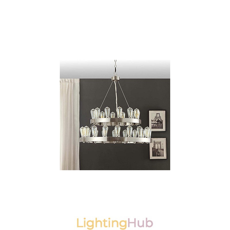 Vintage Mini Style Chrome Metal Chandelier