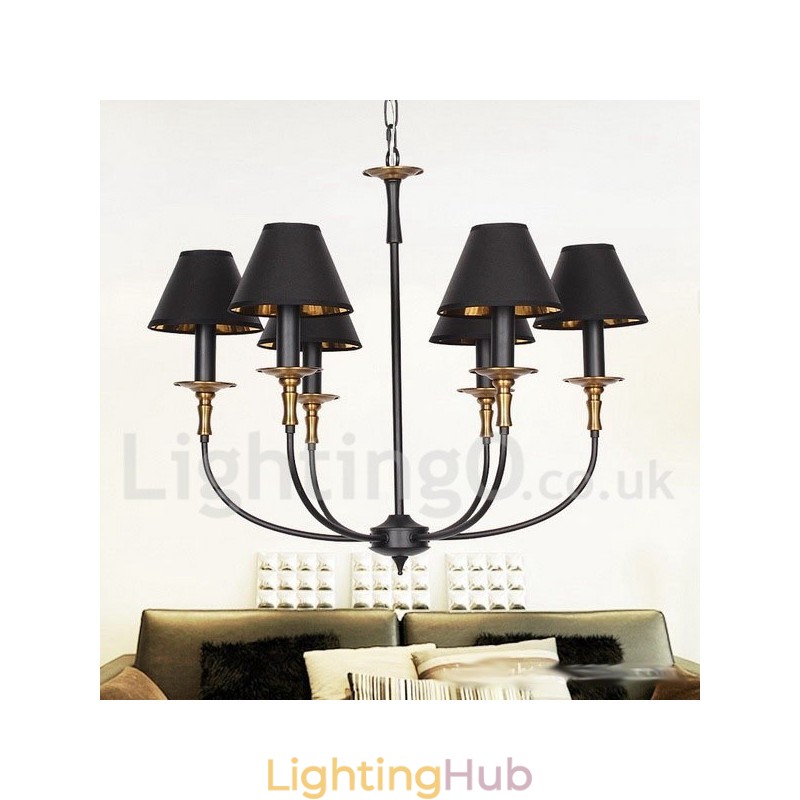 6 Light Rustic Retro Contemporary Candle Style Chandelier