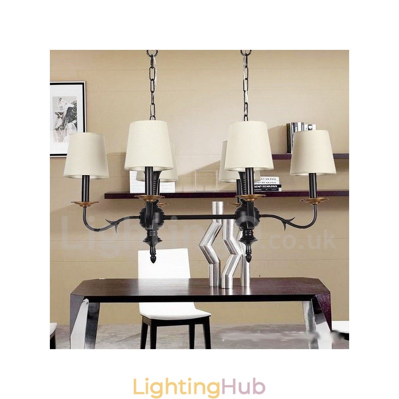 6 Light Rustic Retro Black Candle Style Chandelier